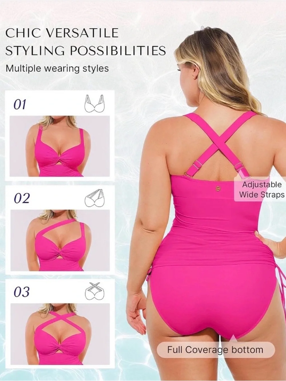 Plus-Size Twist Front One-Piece Swimsuit in Hot Pink